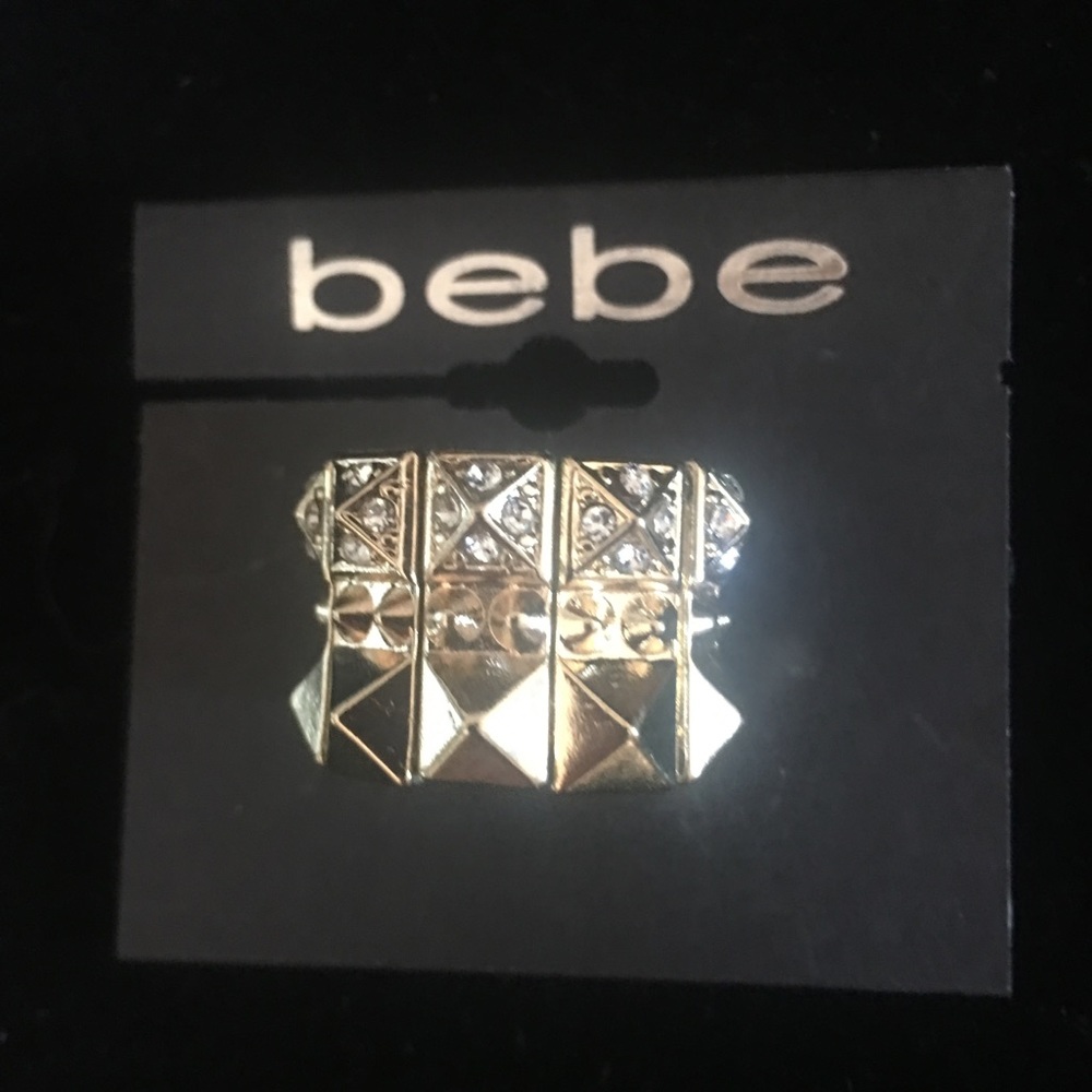 Bebe gold stretch ring with crystals